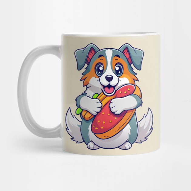 cute dog hugging hotdog by Shapwac12